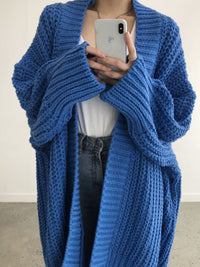 Adelina Chunky Rib Floor Length Oversized Open Cardigan