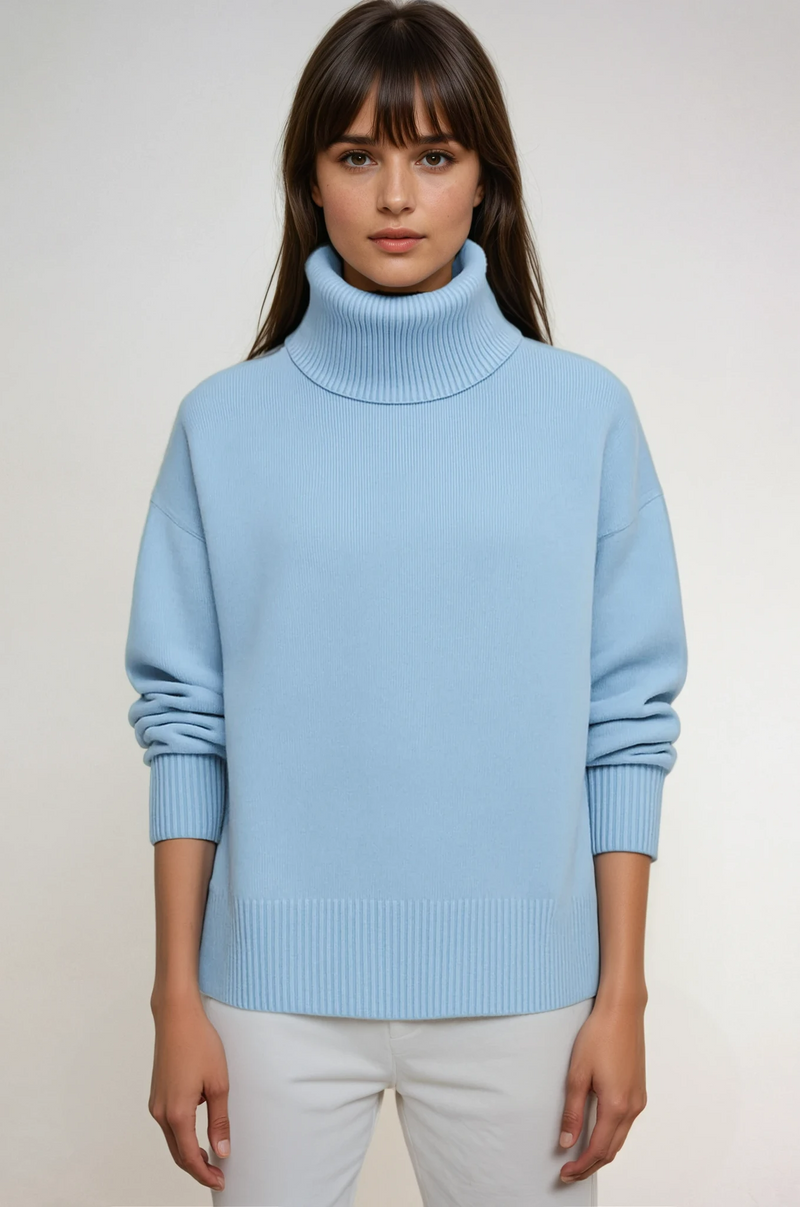 Yvette Oversized Roll Neck Drop Shoulder Boxy Knit Jumper