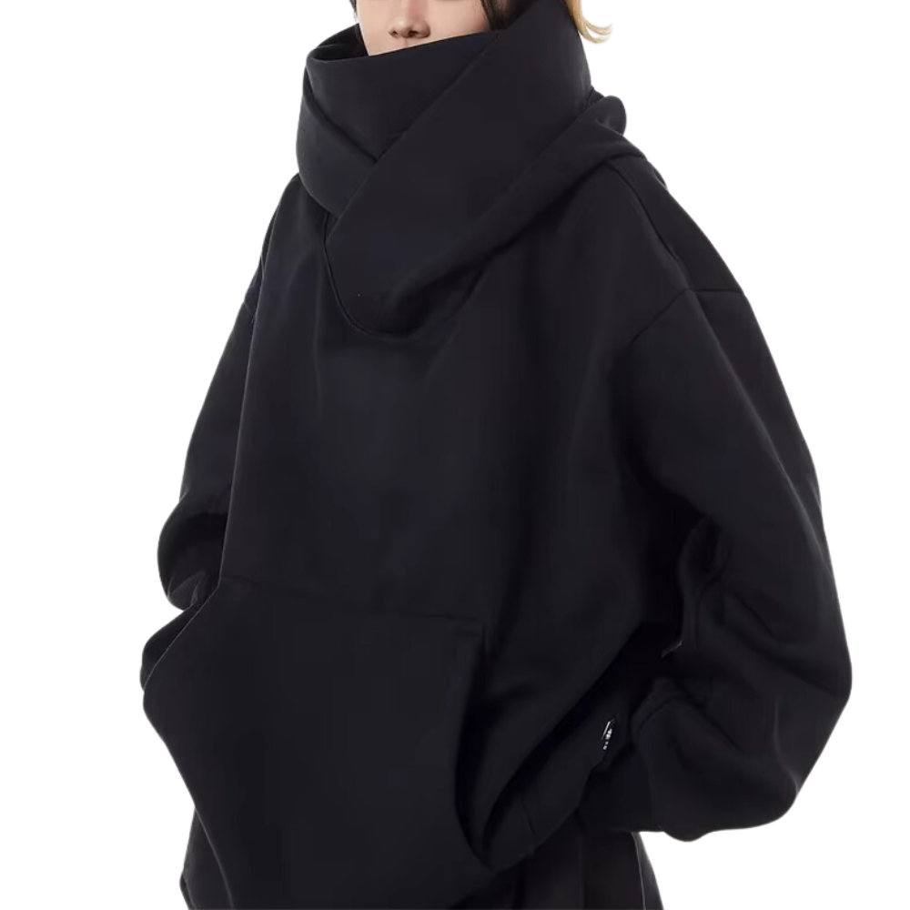 Eulalia Oversized Double Layer Hood Kangaroo Pocket Hoodie