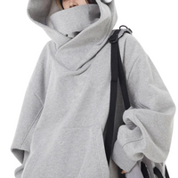 Eulalia Oversized Double Layer Hood Kangaroo Pocket Hoodie
