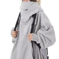 Eulalia Oversized Double Layer Hood Kangaroo Pocket Hoodie