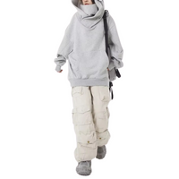 Eulalia Oversized Double Layer Hood Kangaroo Pocket Hoodie