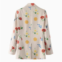 Violet Painted Floral Print Relaxed Single Breasted Blazer