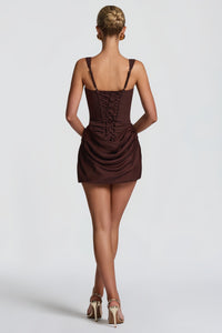 Valerie Square Neck Ruched Side Fitted Bodycon Mini Slip Dress