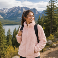 Annabel Soft Teddy Fleece Full Zip Stand Collar Jacket