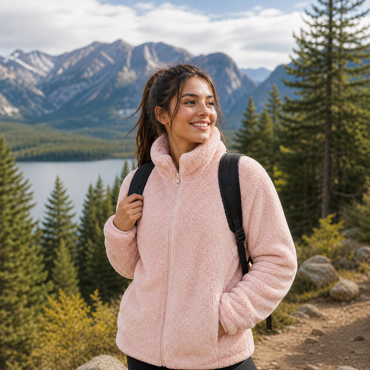 Annabel Soft Teddy Fleece Full Zip Stand Collar Jacket