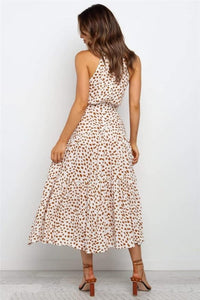 Cecile Spot Print High Neck Sleeveless Tiered Skirt Maxi Dress