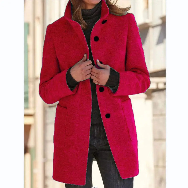 Marisol Button Through Patch Pocket Textured Midi Coat