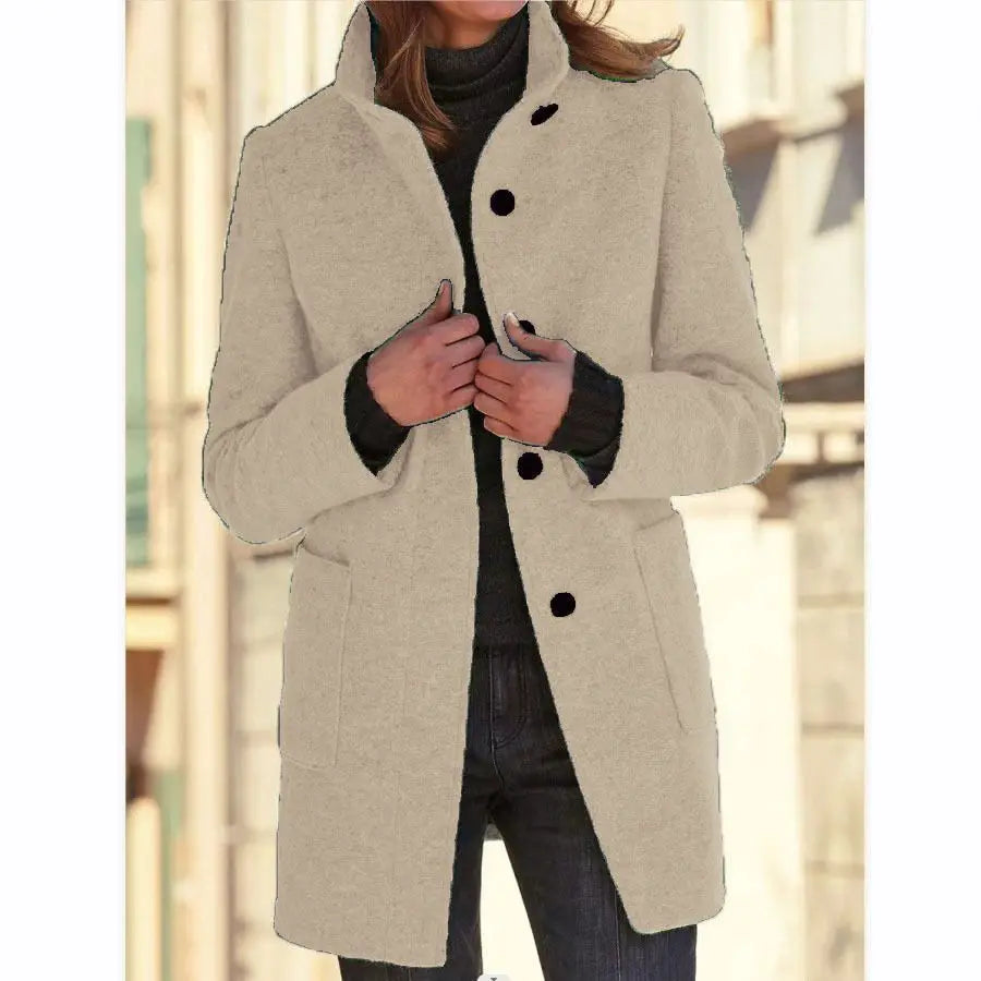 Marisol Button Through Patch Pocket Textured Midi Coat - Apricot