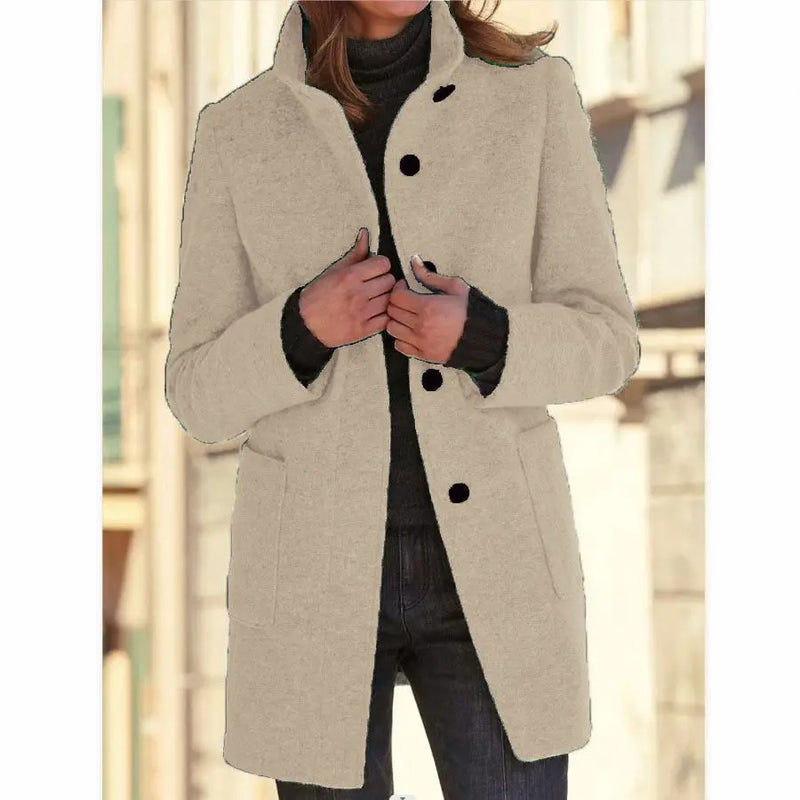 Marisol Button Through Patch Pocket Textured Midi Coat