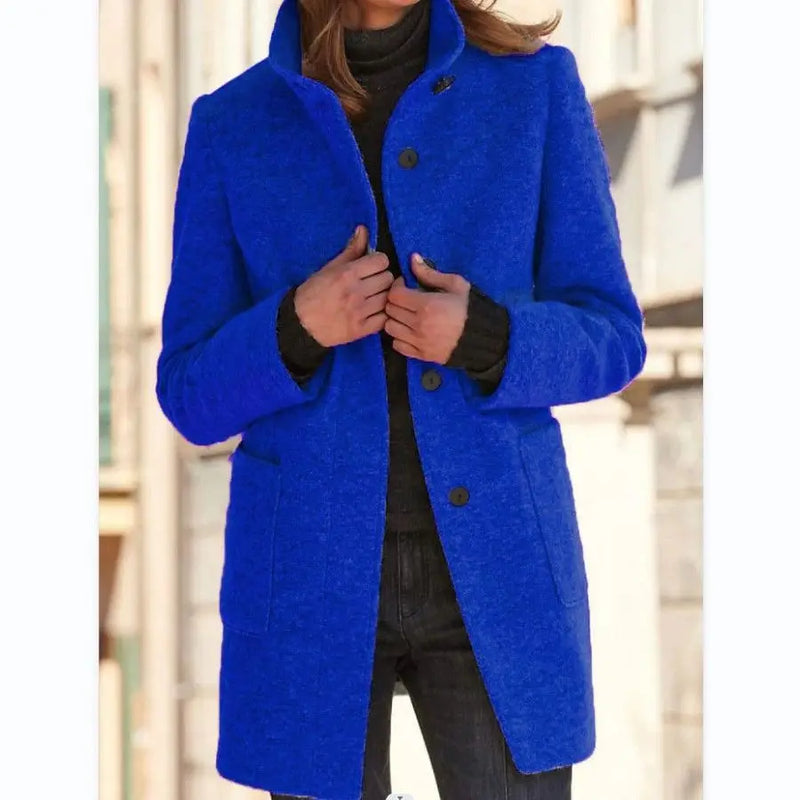 Marisol Button Through Patch Pocket Textured Midi Coat