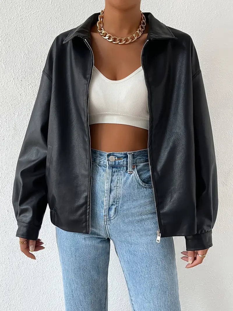 Rosamund Point Collar Zip Front Cropped Coach Jacket