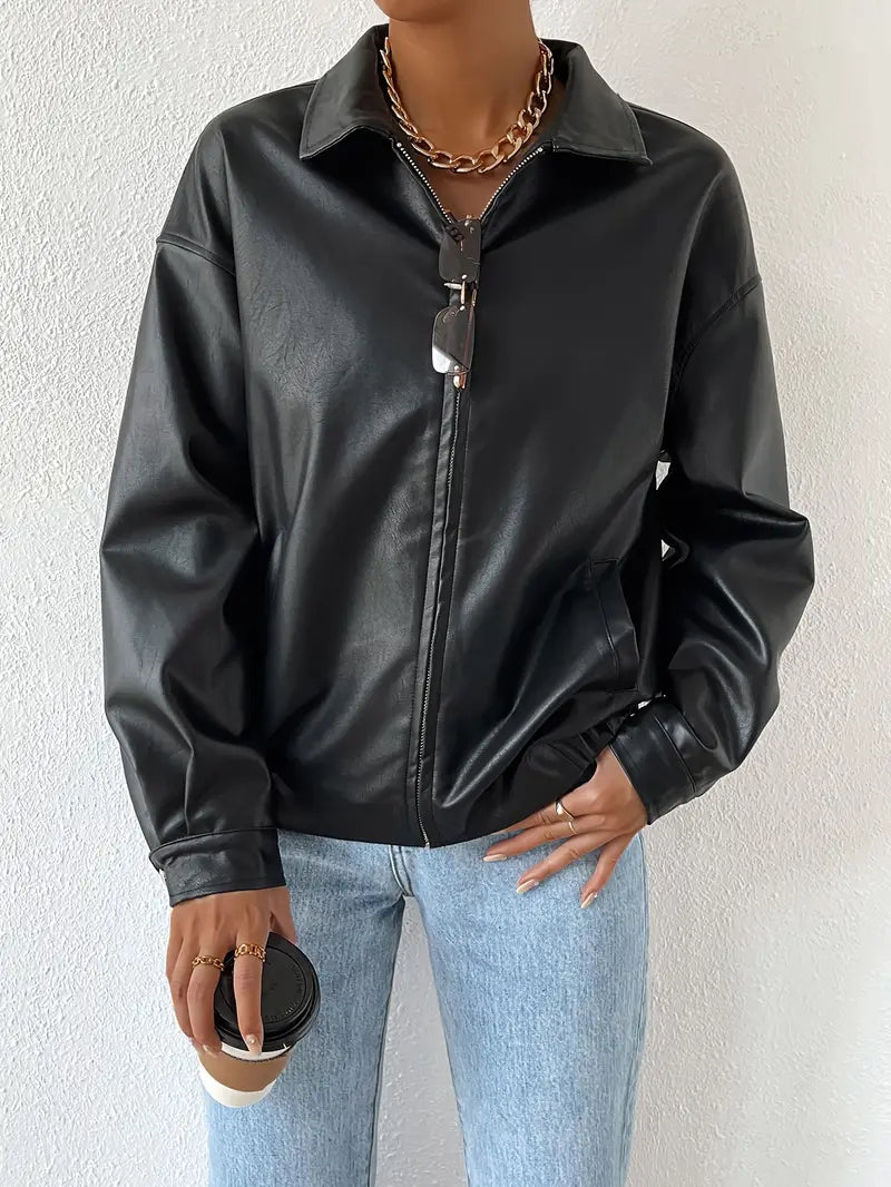 Rosamund Point Collar Zip Front Cropped Coach Jacket