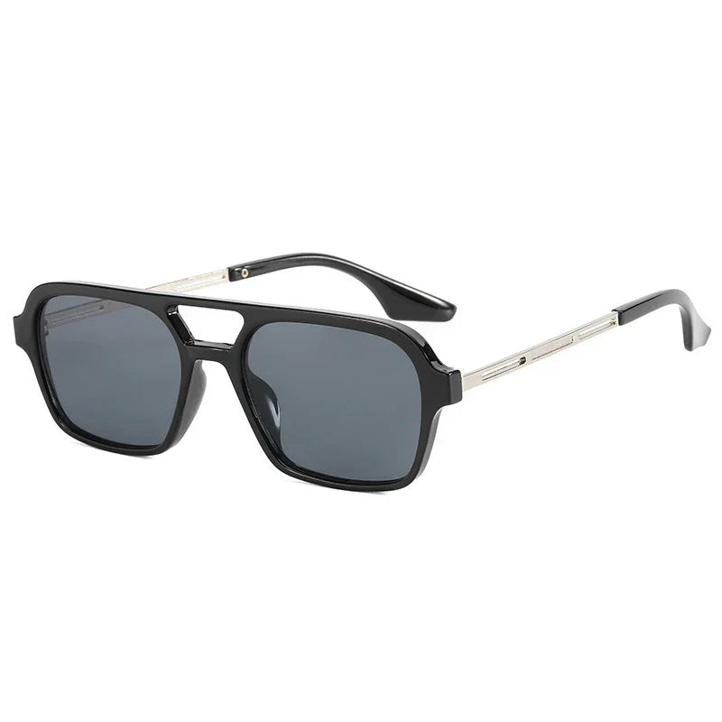 Isla Double Bridge Flat Front Square Aviator Sunglasses