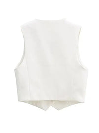 Ximena Pointed Hem Welt Pocket Tailored Waistcoat Vest