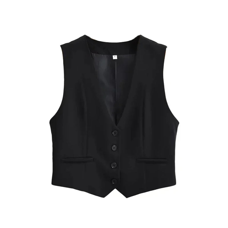 Ximena Pointed Hem Welt Pocket Tailored Waistcoat Vest