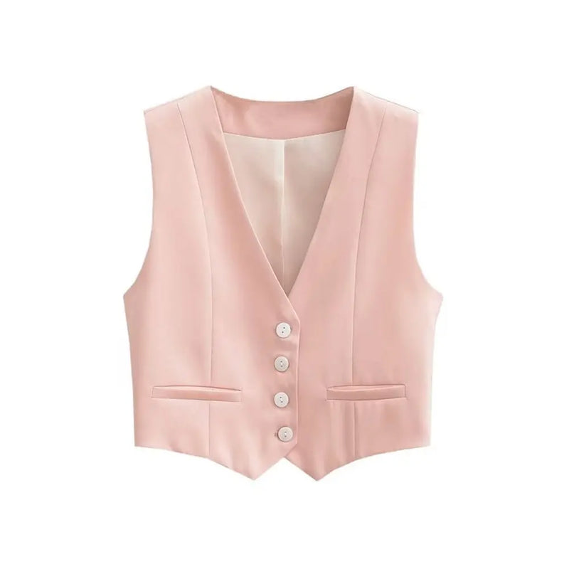 Ximena Pointed Hem Welt Pocket Tailored Waistcoat Vest