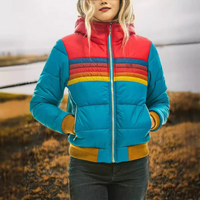 Cordelia Retro Chevron Stripe Hooded Quilted Puffer Jacket