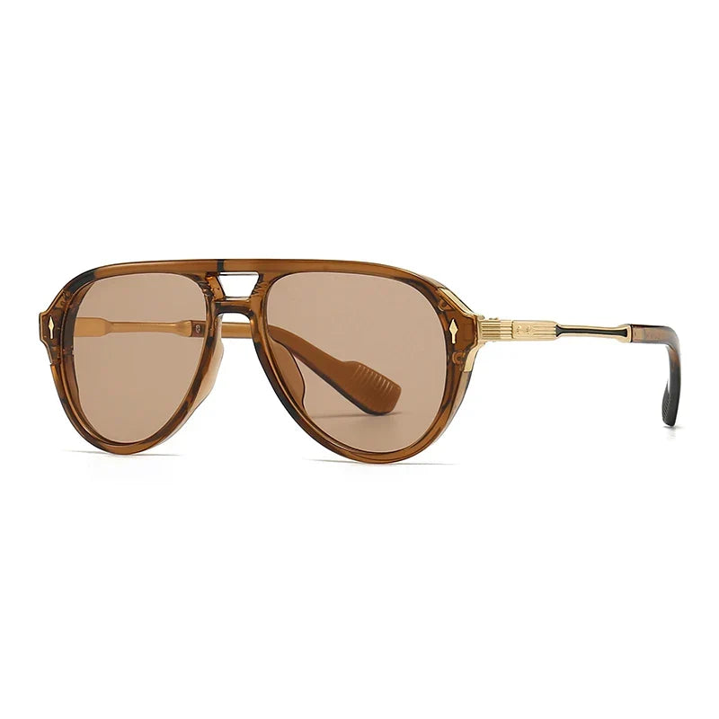 Chloe Flat Top Gradient Lens Pilot Sunglasses - Brown