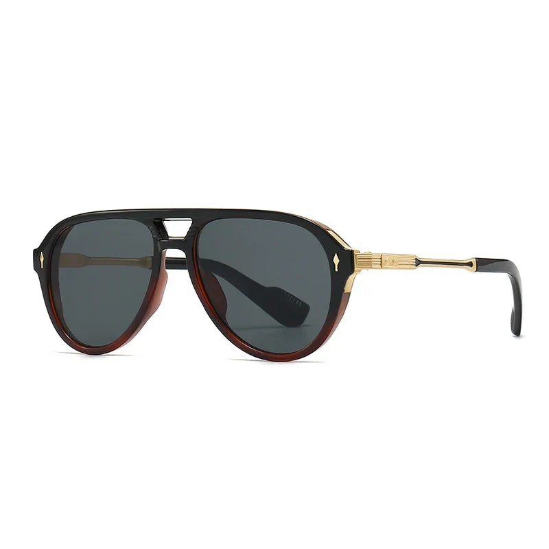 Chloe Flat Top Gradient Lens Pilot Sunglasses - Chrome