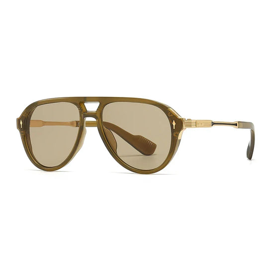 Chloe Flat Top Gradient Lens Pilot Sunglasses - Olive