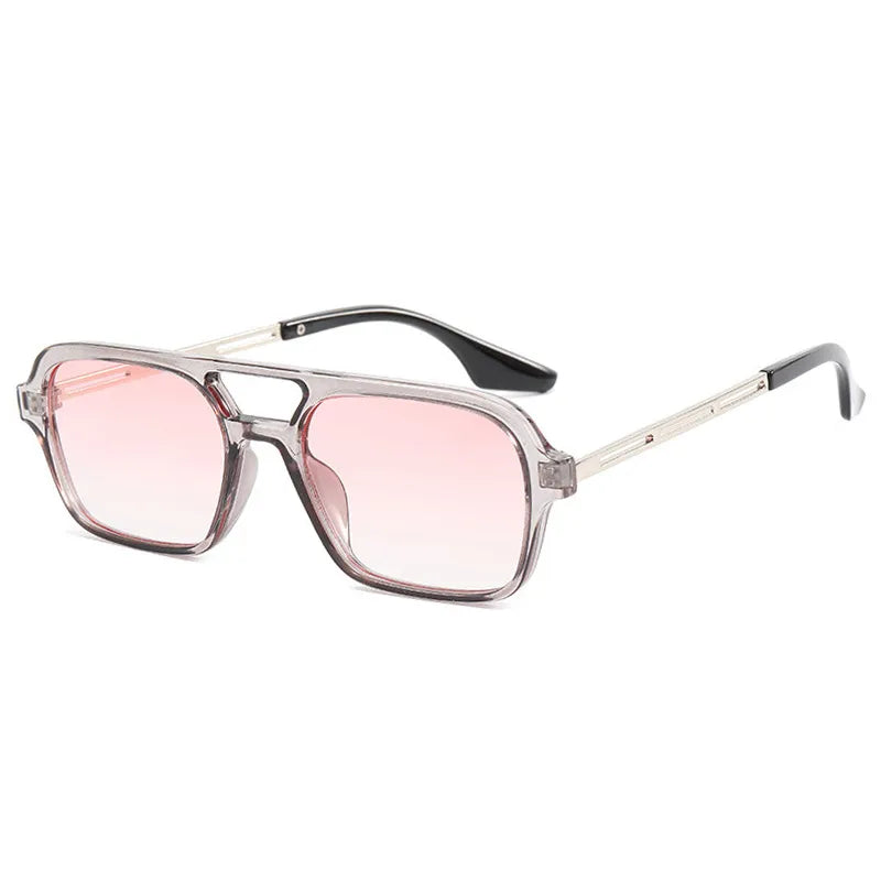 Isla Double Bridge Flat Front Square Aviator Sunglasses