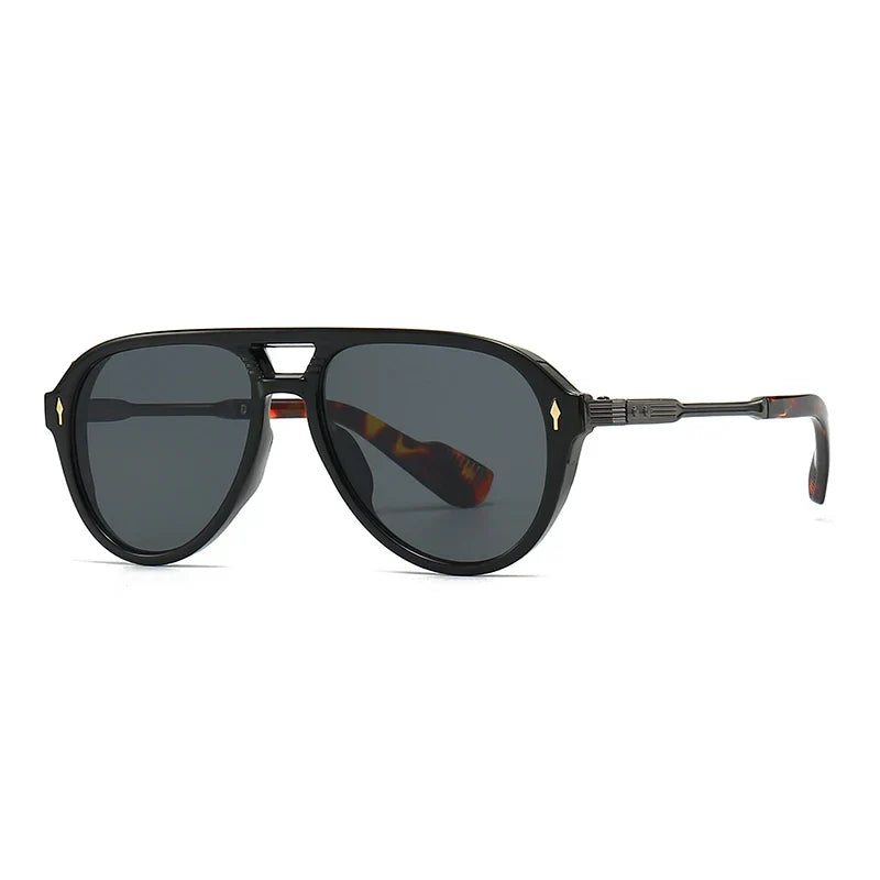 Chloe Flat Top Gradient Lens Pilot Sunglasses - Leopard