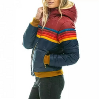 Cordelia Retro Chevron Stripe Hooded Quilted Puffer Jacket
