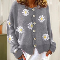 Melina Daisy Embroidered Oversized Button Front Cardigan