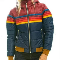 Cordelia Retro Chevron Stripe Hooded Quilted Puffer Jacket