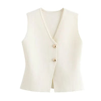 Calla Split Hem Two Button Sleeveless Knit Waistcoat Vest