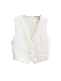 Ximena Pointed Hem Welt Pocket Tailored Waistcoat Vest