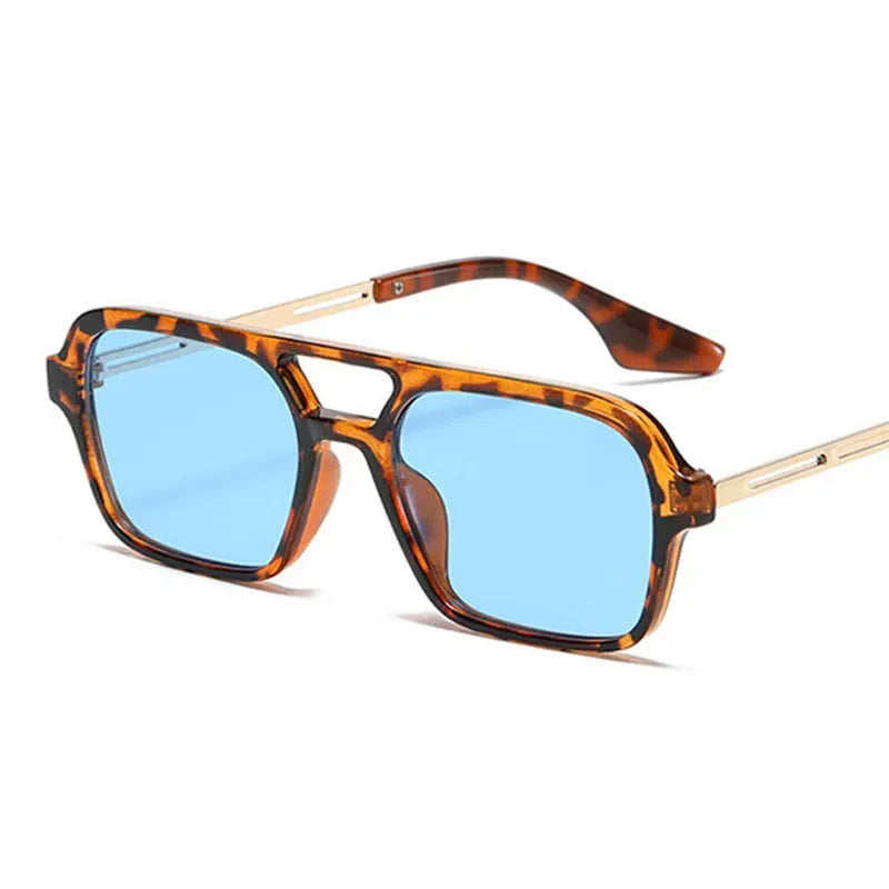 Isla Double Bridge Flat Front Square Aviator Sunglasses