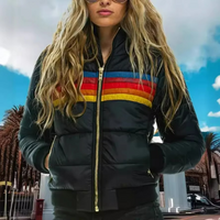 Cordelia Retro Chevron Stripe Hooded Quilted Puffer Jacket