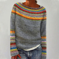 Clemence Multi Stripe Fine Knit Relaxed Crew Neck Jumper