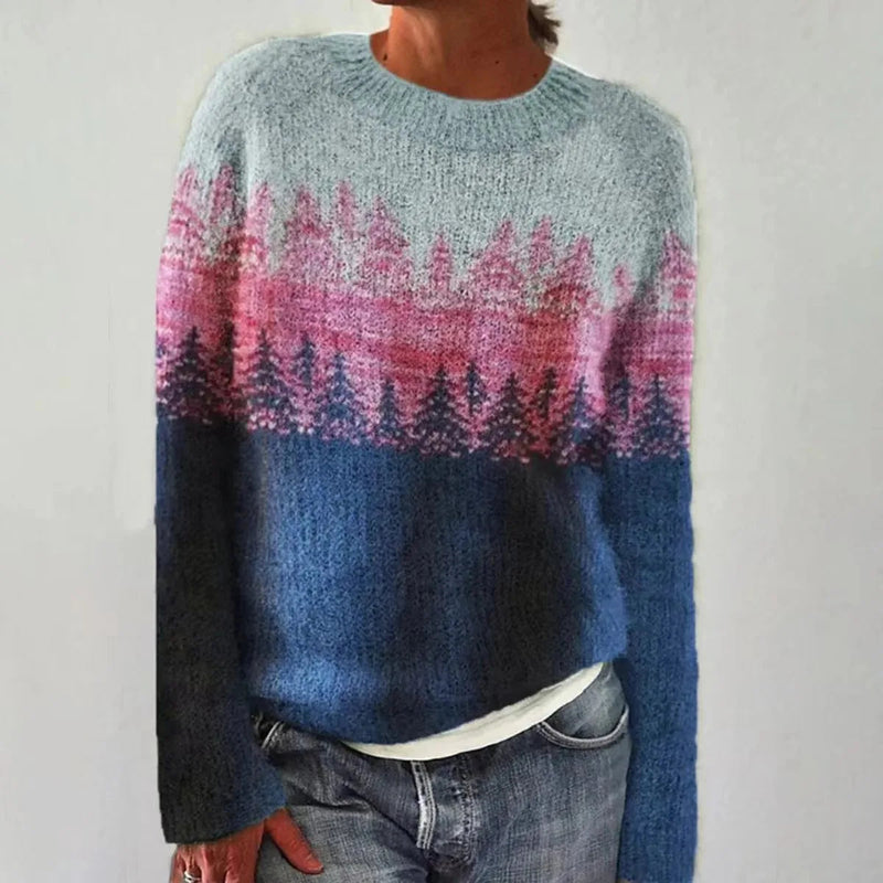 Clemence Multi Stripe Fine Knit Relaxed Crew Neck Jumper