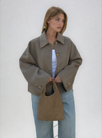 Kira Oversized Boxy Short Button Front Overcoat Jacket