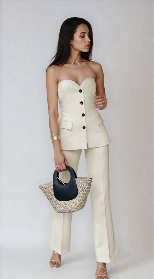 Aria Strapless Corset Bodice and Straight Trouser Suit Set