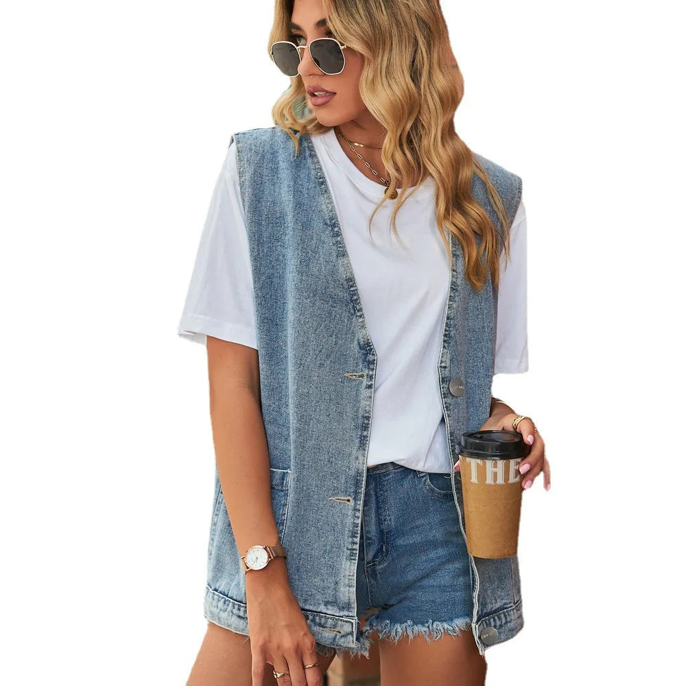 Laurel Deep V Patch Pocket Sleeveless Longline Gilet Waistcoat