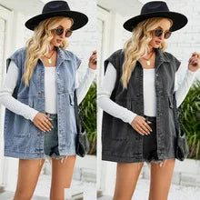 Laurel Deep V Patch Pocket Sleeveless Longline Gilet Waistcoat