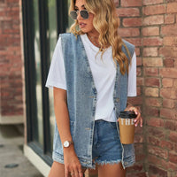 Laurel Deep V Patch Pocket Sleeveless Longline Gilet Waistcoat