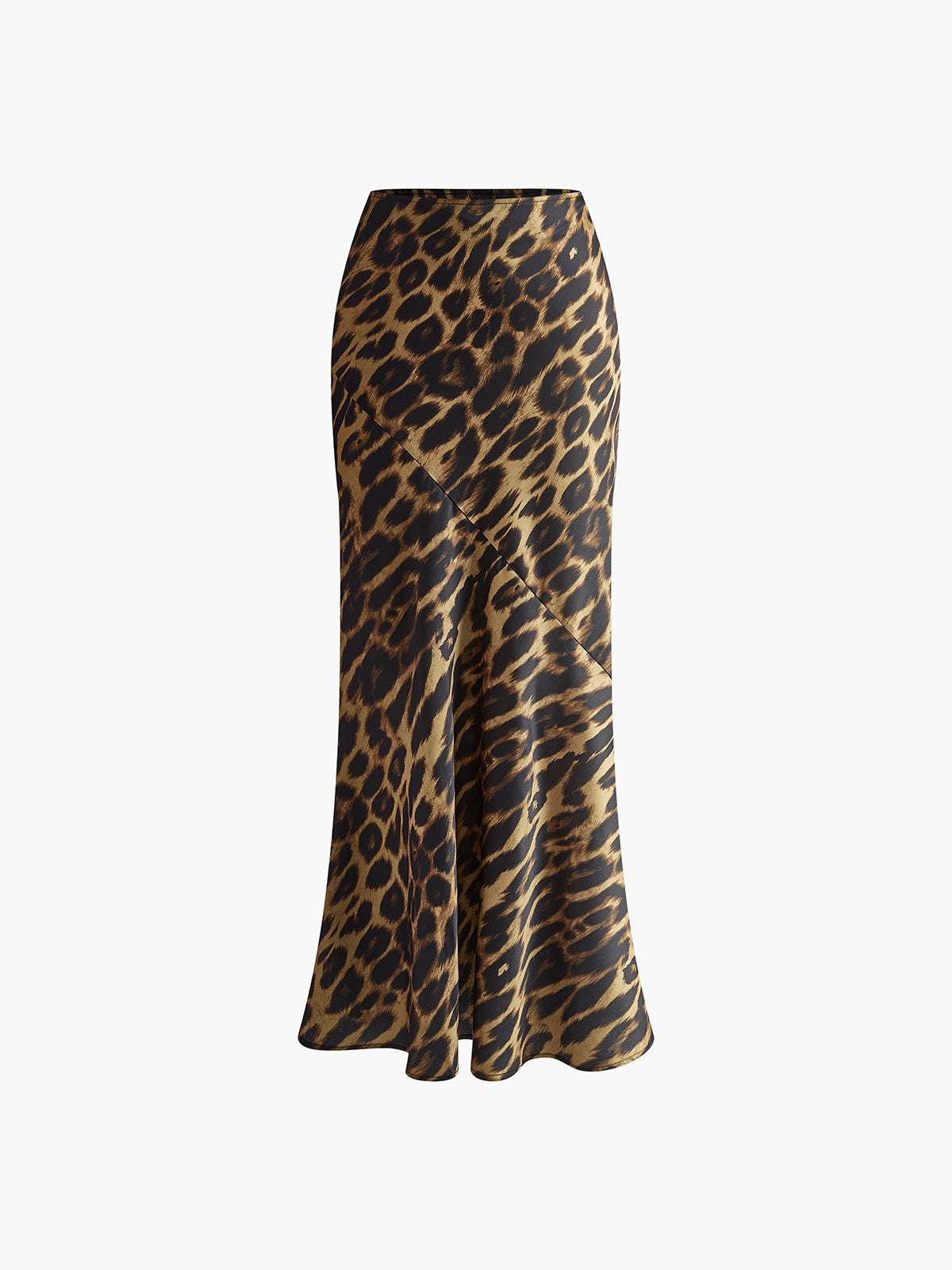 Perrette Animal Print Bias Cut Fitted Long Fishtail Maxi Skirt
