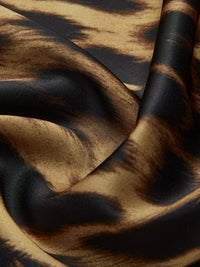 Perrette Animal Print Bias Cut Fitted Long Fishtail Maxi Skirt