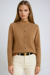 Coralie Plain Round Neck Button Front Everyday Knit Cardigan