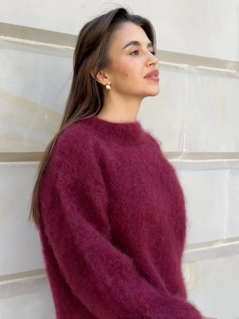 Eira Brushed Soft Oversized Crew Neck Slouch Knit Jumper