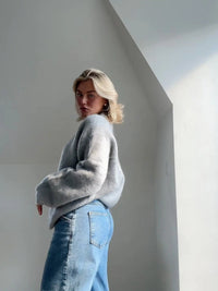 Eira Brushed Soft Oversized Crew Neck Slouch Knit Jumper