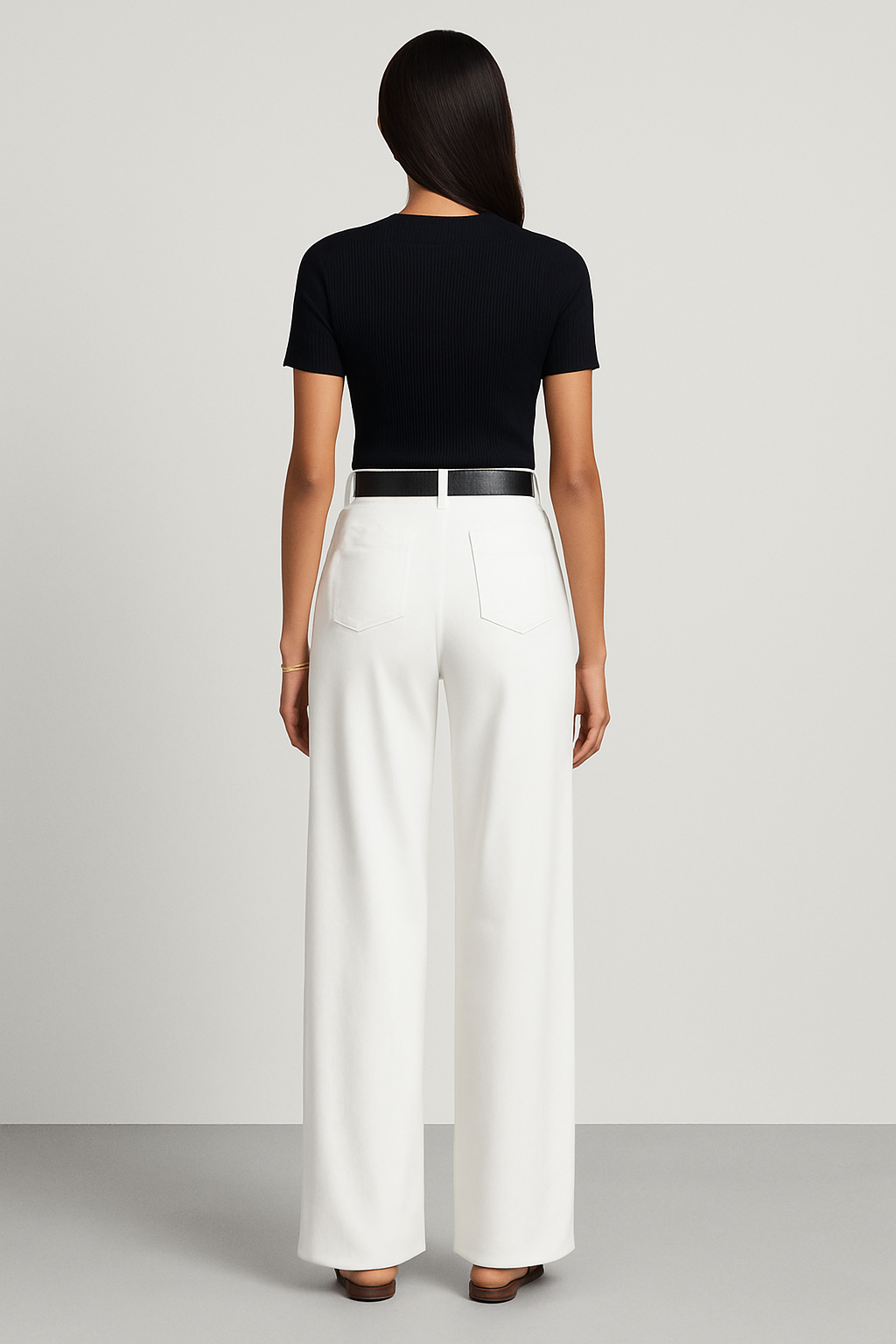Raymonde Contrast Waistband Tailored High Rise Wide Leg Trousers
