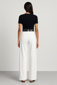 Raymonde Contrast Waistband Tailored High Rise Wide Leg Trousers