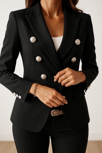 Bree Gold Button Double Breasted Blazer and Trouser Suit