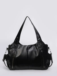 Indie Multi Zip Compartment Slouchy Work Shoulder Bag